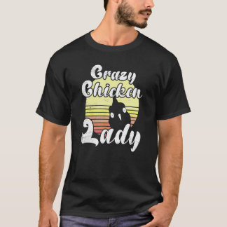 Cheeky Chicken Retro Sunset Crazy Chicken Lady Far T-Shirt