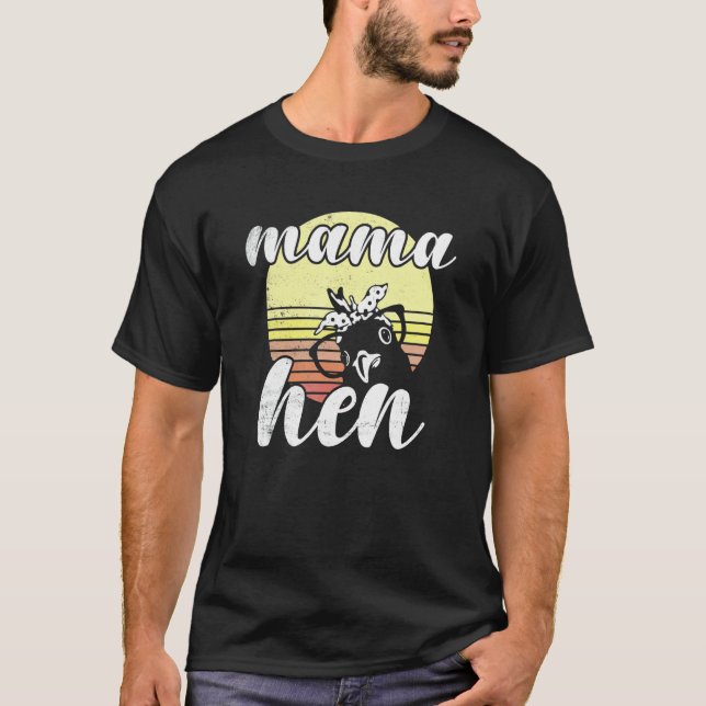 Cheeky Chicken Retro Sunset Mum Hen Glasses T-Shirt (Front)