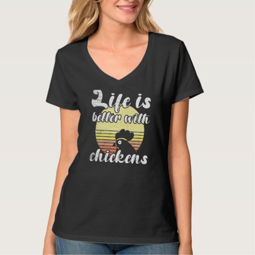 Cheeky Chicken Sunset Better Life Chickens Letteri T_Shirt