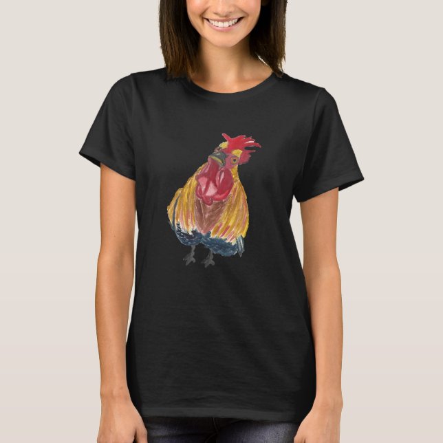 Cheeky Chicken with an Attitude Rooster  Design T-Shirt (Front)