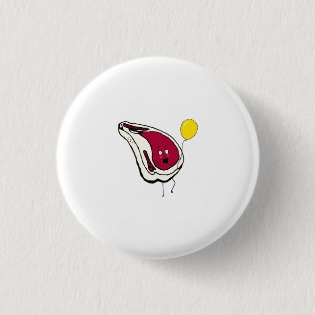 Cheeky chops. Pork chops, meat themed Button (Front)
