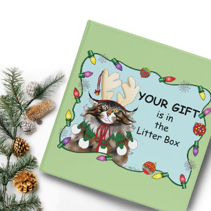 Cheeky Christmas Cat Humor Maine Coon Green Funny 3 Ring Binder