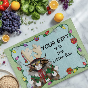 Cheeky Christmas Cat Humor Maine Coon Green Funny Cutting Board