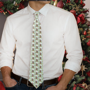 Cheeky Christmas Cat Humor Maine Coon Green Funny Neck Tie