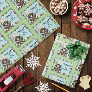 Cheeky Christmas Cat Humor Maine Coon Green Funny Wrapping Paper