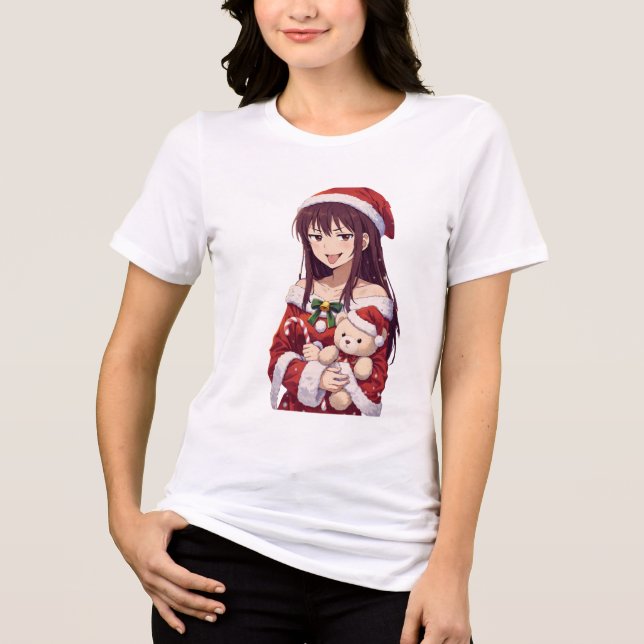 Cheeky Christmas Girl Tri-Blend Shirt (Front)