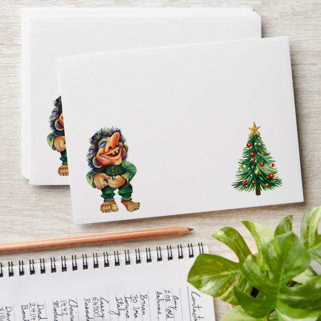 Cheeky Christmas Troll and Tree Delight  Envelope (Stacked)