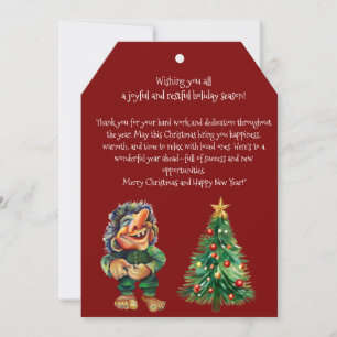 Cheeky Christmas Troll and Tree Delight Holiday Card