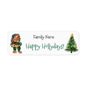 Cheeky Christmas Troll and Tree Delight Label