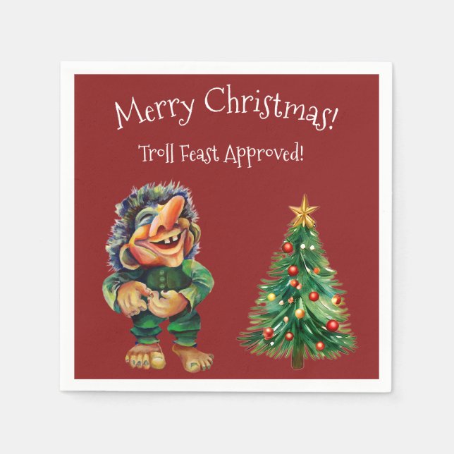Cheeky Christmas Troll and Tree Delight  Napkins (Front)