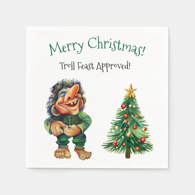 Cheeky Christmas Troll and Tree Delight  Napkins (Front)