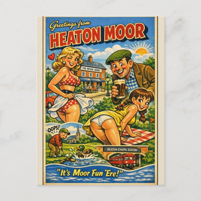 Cheeky Classic Heaton Moor Postcard (Front)