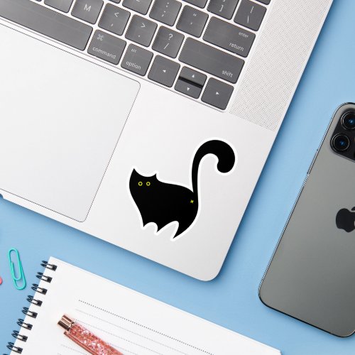 Cheeky Cute Funny Black Cat Vinyl Sticker