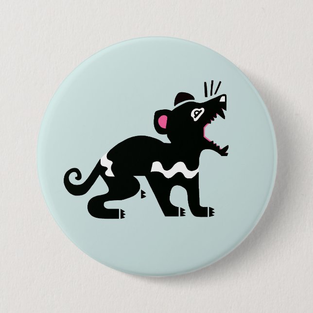 Cheeky  devil - TASMANIAN DEVIL- wildlife - Aqua Button (Front)