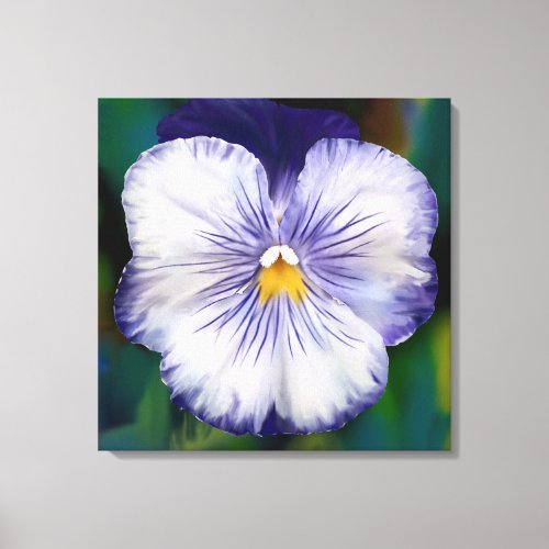 Cheeky Faced Blue Pansy _ Flower Art Canvas 24x24