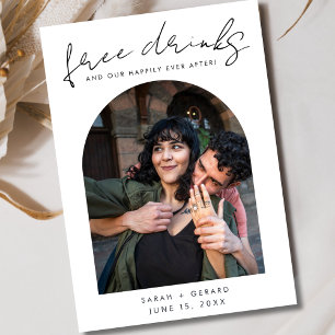 Cheeky Free Drinks Photo Wedding Save the Date