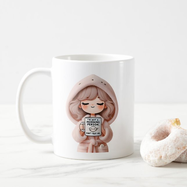 Cheeky Girl in Bathrobe with Coffee Mug