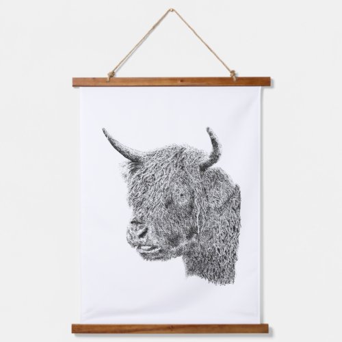 Cheeky Highland Cow Rustic Cattle Art Farm Animal Hanging Tapestry