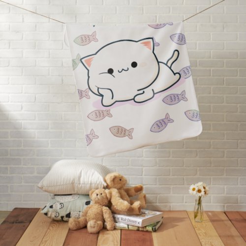 Cheeky Kawaii Style Kitten  Baby Blanket