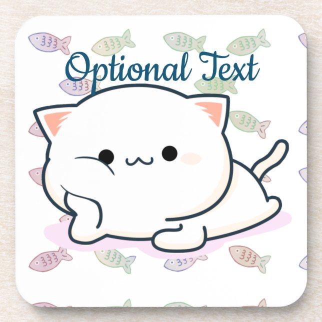 Cheeky Kawaii Style Kitten  Beverage Coaster (Front)