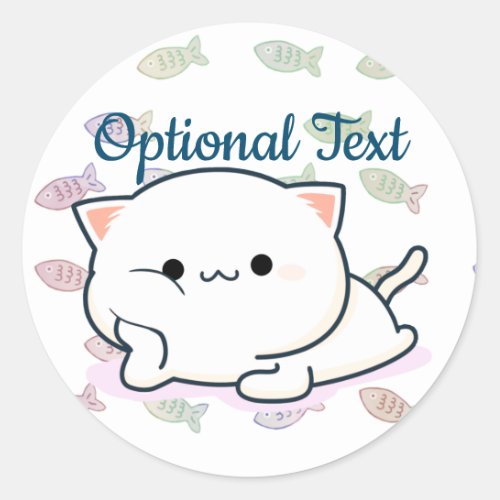 Cheeky Kawaii Style Kitten   Classic Round Sticker