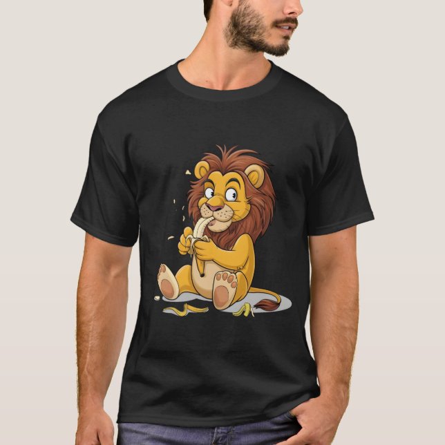 Cheeky Lion Eating a Banana T-Shirt (Front)
