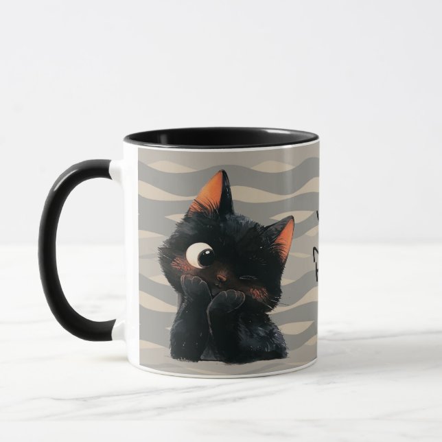 Cheeky Little Black Cat Mug (Left)