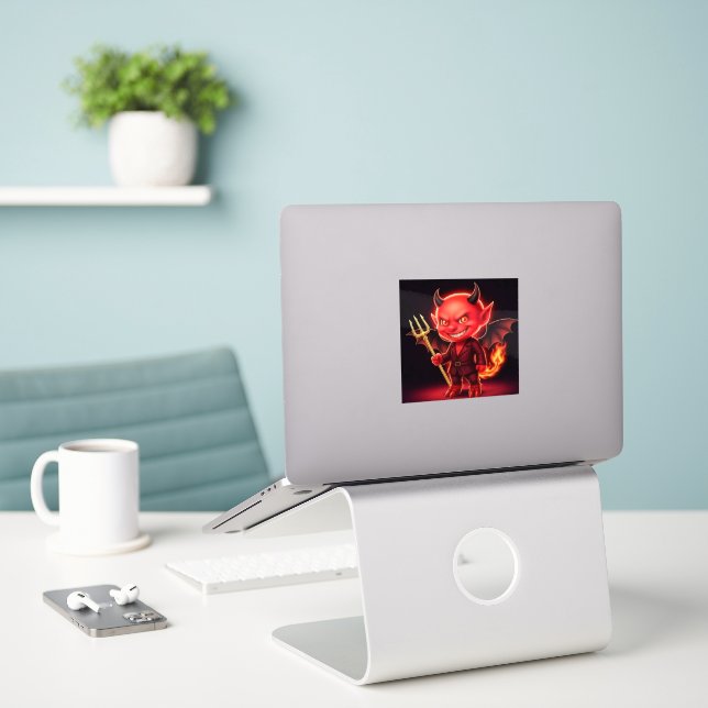 Cheeky little Devil Sticker (Laptop On Desk)