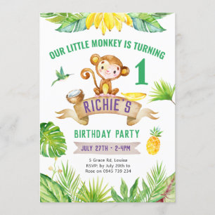 Cheeky Little Monkey Invitation, Zoo party Invitation