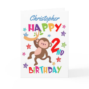 Cheeky Monkey 2nd Birthday Card
