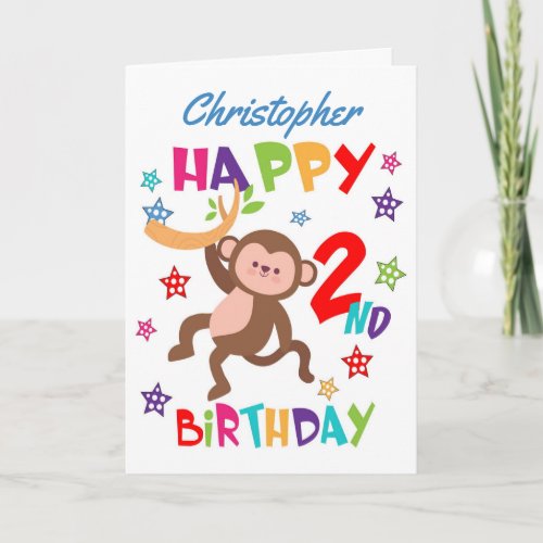 Cheeky Monkey 2nd Birthday Card