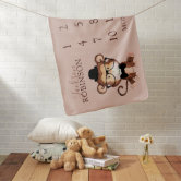 Monkey Girl Milestone Blanket Monkey Gowth Tracker Baby Blanket