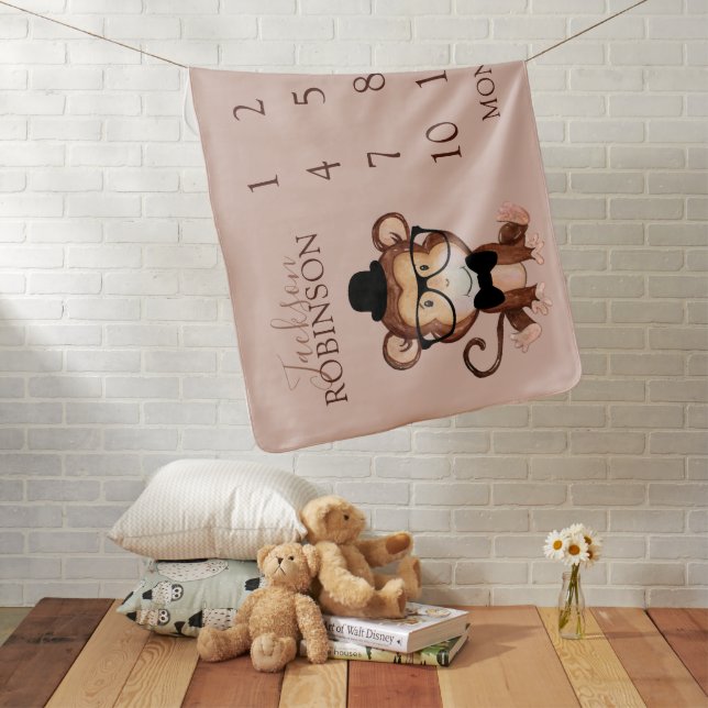 Cheeky Monkey | Baby | Milestone Baby Blanket (In Situ)