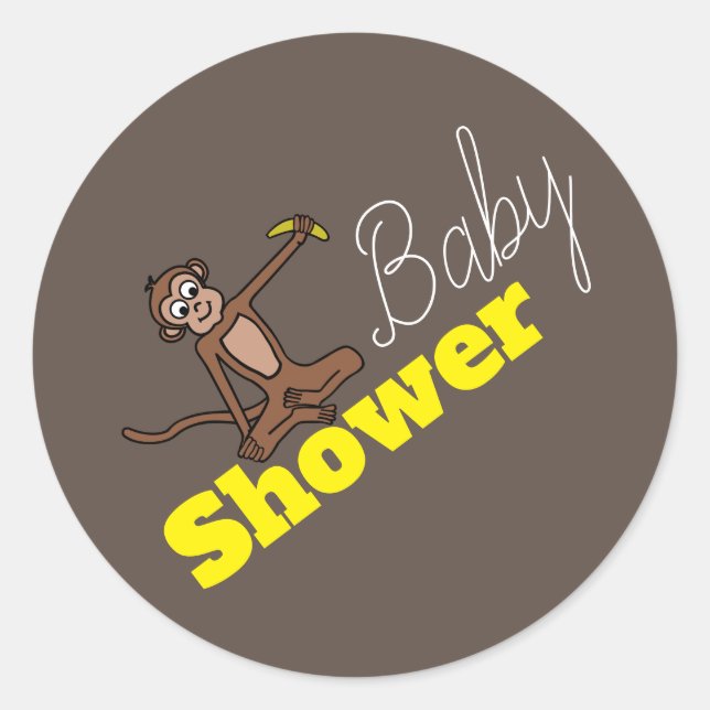 Cheeky Monkey, Baby Shower Classic Round Sticker (Front)