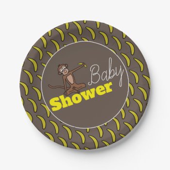 Cheeky Monkey  Baby Shower Paper Plates by StampedyStamp at Zazzle