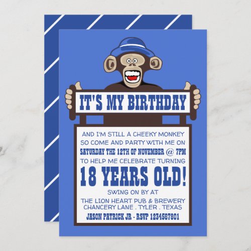 Cheeky Monkey Birthday Party Invitation