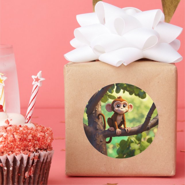 Cheeky Monkey Charm  Classic Round Sticker (Party)
