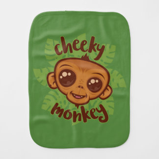 Cheeky Monkey Cute Cartoon Primate Drawing Baby Burp Cloth