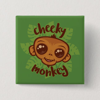 Cheeky Monkey Cute Cartoon Primate Drawing Button