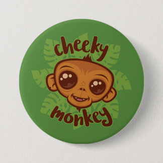 Cheeky Monkey Cute Cartoon Primate Drawing Button