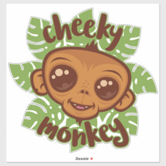 Cheeky Monkey Cute Cartoon Primate Drawing Sticker
