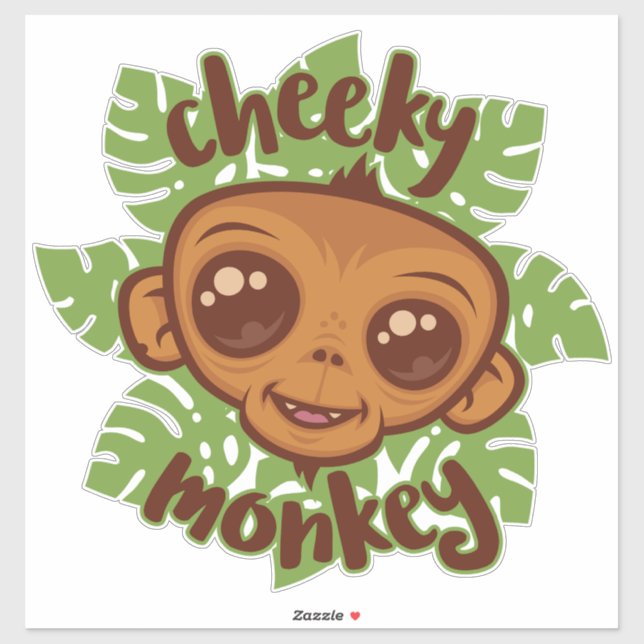 Cheeky Monkey Cute Cartoon Primate Drawing Sticker (Sheet)