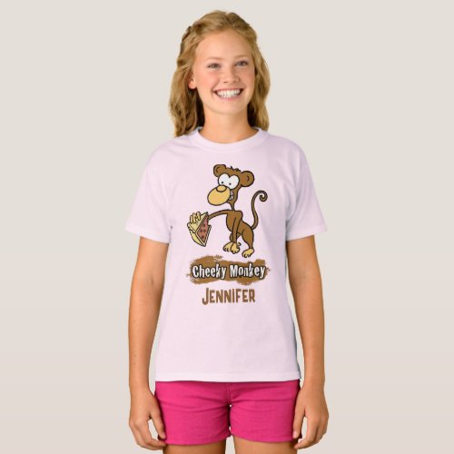 Cheeky Monkey Design has Monkey Enjoying Cake T_Shirt