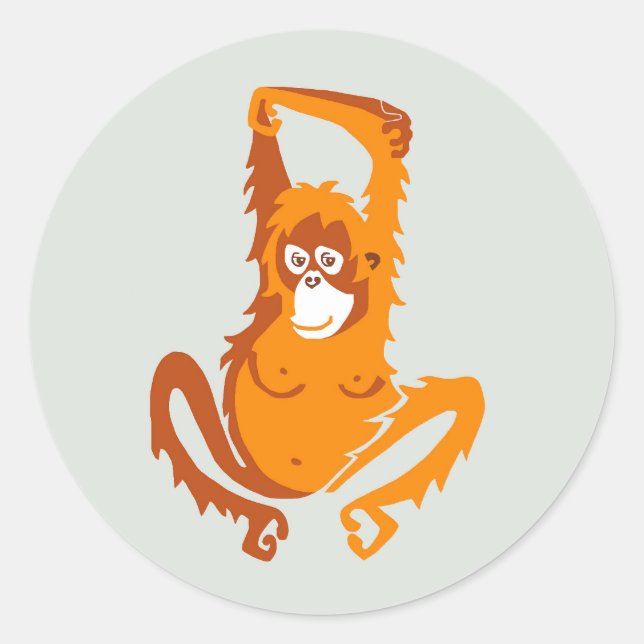 Cheeky monkey -  ORANGUTAN -Ape -Wildlife - Classic Round Sticker (Front)