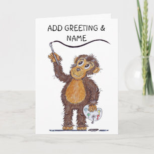 Cheeky Monkey Painting Card