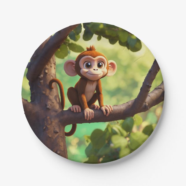 "Cheeky Monkey Party Plates" Paper Plates (Front)