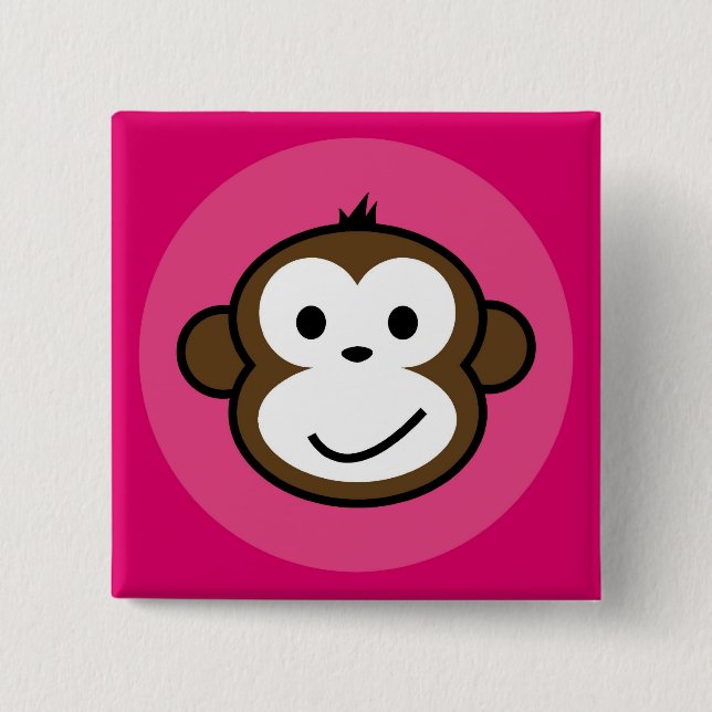 Cheeky Monkey [pink+hot pink] Pinback Button (Front)