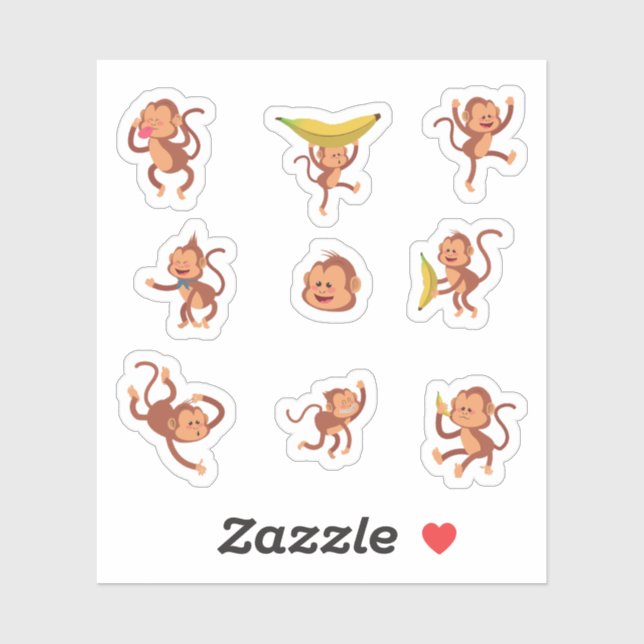 Cheeky Monkey Stickers (Sheet)