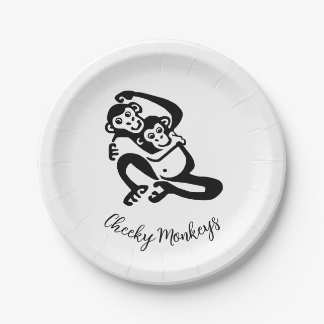 Cheeky Monkeys - Chimpanzee - Bonobo - Party Paper Plates (Front)