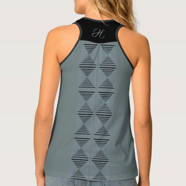  Cheeky Monogram Modern Argyle Blue Tank Top (Back)